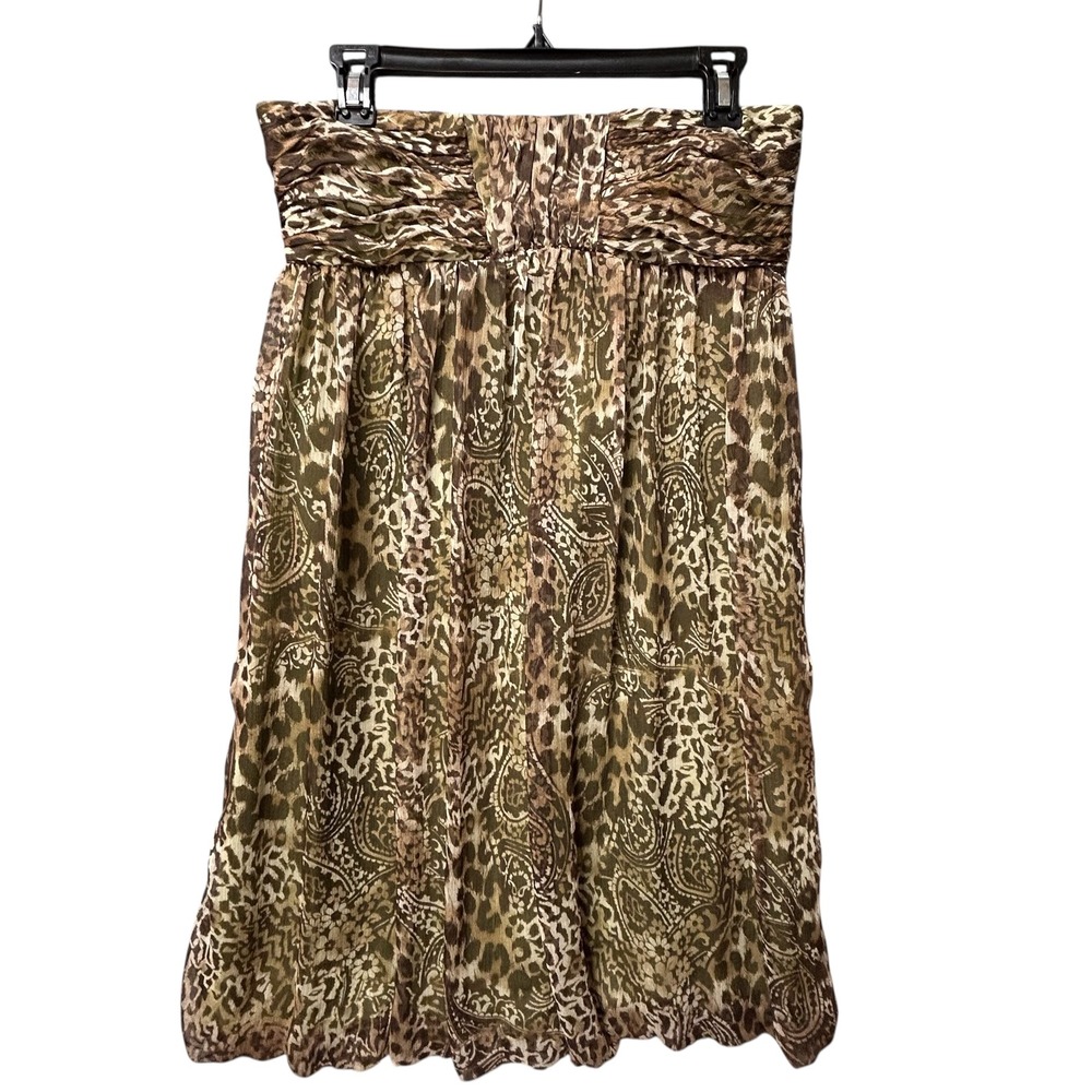 Suzi Chin Maggy Boutique Dress Strapless Animal Print Olive Brown-6-Read‎ $158